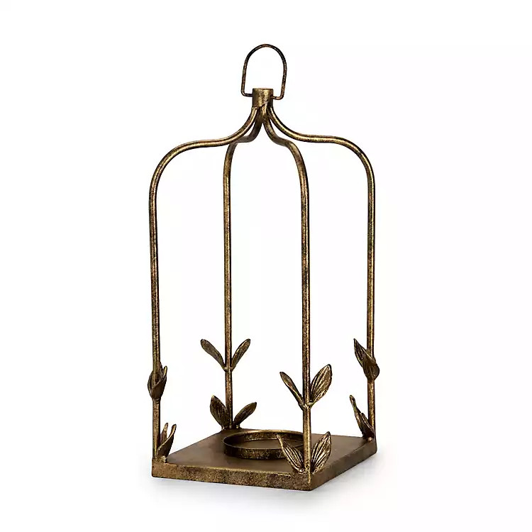 New! Gold Metal Leaves Lantern, 16 in. | Kirklands