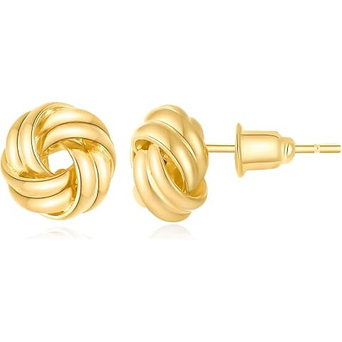 PAVOI 14K Gold Plated 925 Sterling Silver Post Love Knot Stud Earrings | Gold Earrings for Women | Amazon (US)