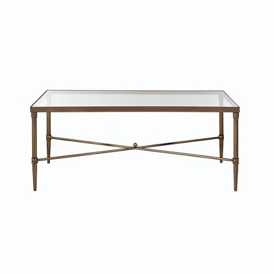 Porter Rectangle Coffee Table Bronze: Contemporary, Gold Frame, 5mm Tempered Glass Top | Target