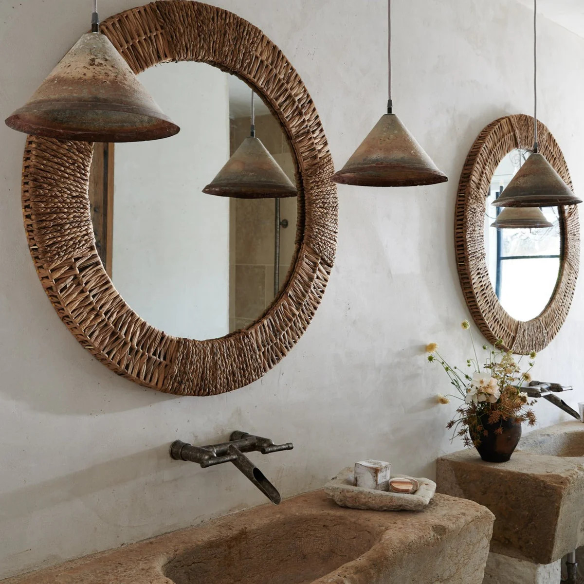 Folha Round Mirror | Round Woven Rattan Mirror | Casa Zuma