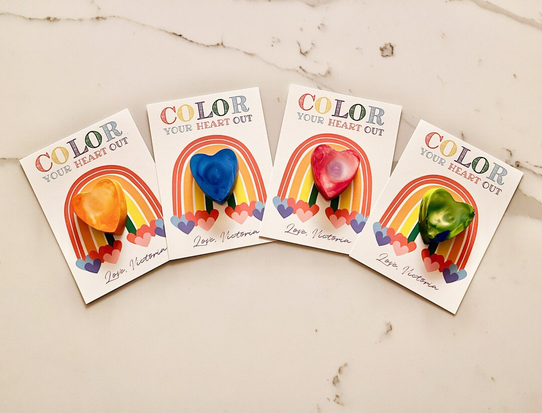 Heart Crayons Valentines, Non-candy Classroom Valentines, Valentines Gift, Valentines Day, Color ... | Etsy (US)