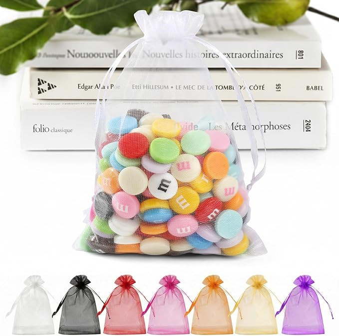 50PCS Organza Bags 5 x 7, White Small Gift Mesh Bags Drawstring Bulk | Amazon (US)