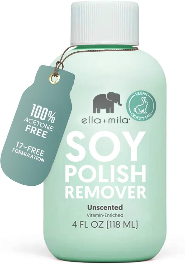 ella+mila Soy Nail Polish Remover – Unscented, Non-Acetone, Non-Toxic Fingernail Polish Remover... | Amazon (US)