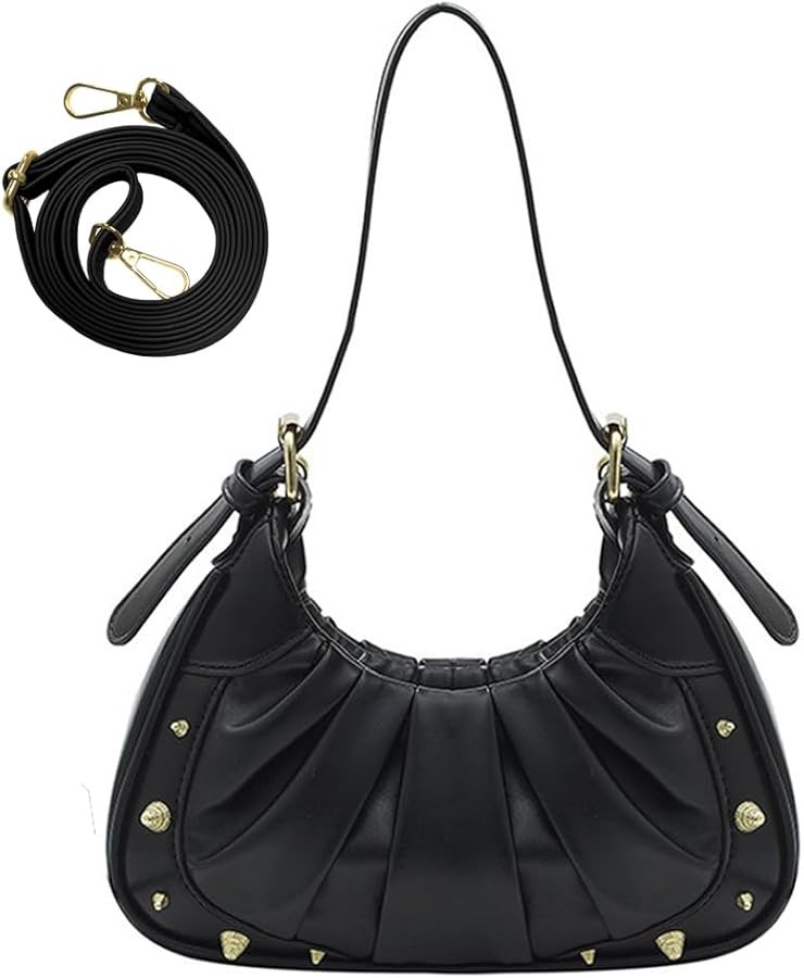 Ruched Hobo Handbag, Small Purse for Women, Shoulder Bag | Amazon (US)