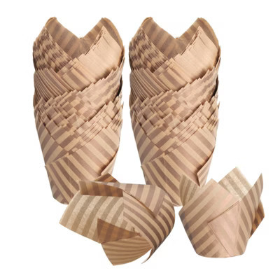 Unique Bargains Greaseproof Oven Safe Cupcake Liners Tulip Baking Cups 150 Pcs Brown | Target