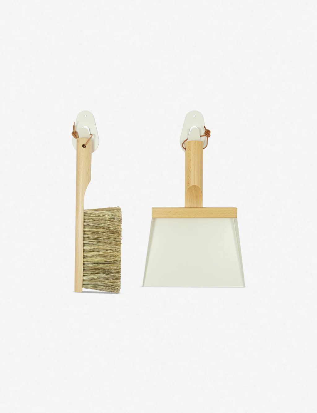 Mr. and Mrs. Clynk Dustpan + Natural Brush with Wall Hooks Set | Lulu and Georgia 