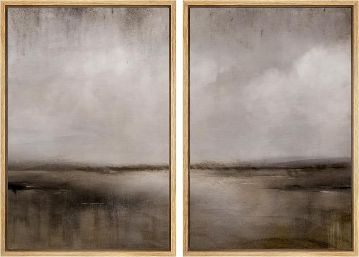MUDECOR Framed Canvas Print Wall Art Set Misty Landscape Timeless Elegance in Monochrome Illustra... | Amazon (US)