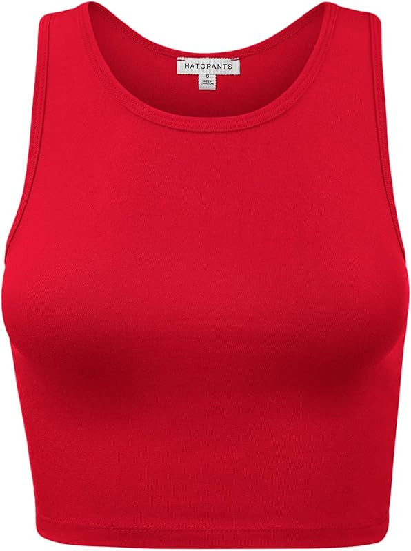 HATOPANTS Women Sleeveless Camisole Crop Tank Top Racerback High Halter Neck Classic Shirt | Amazon (US)
