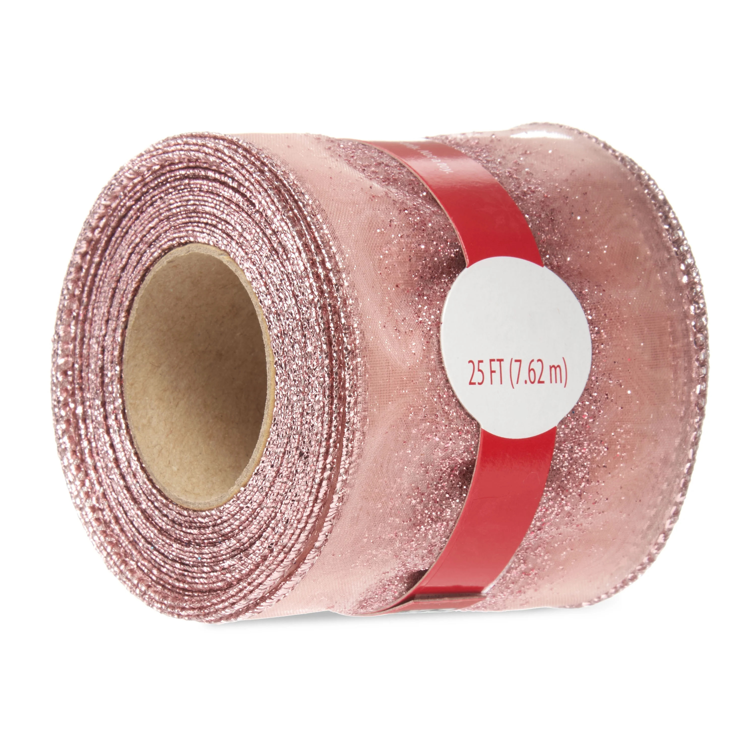 Holiday Time Ribbon, Pink Glitter Center, 25' - Walmart.com | Walmart (US)