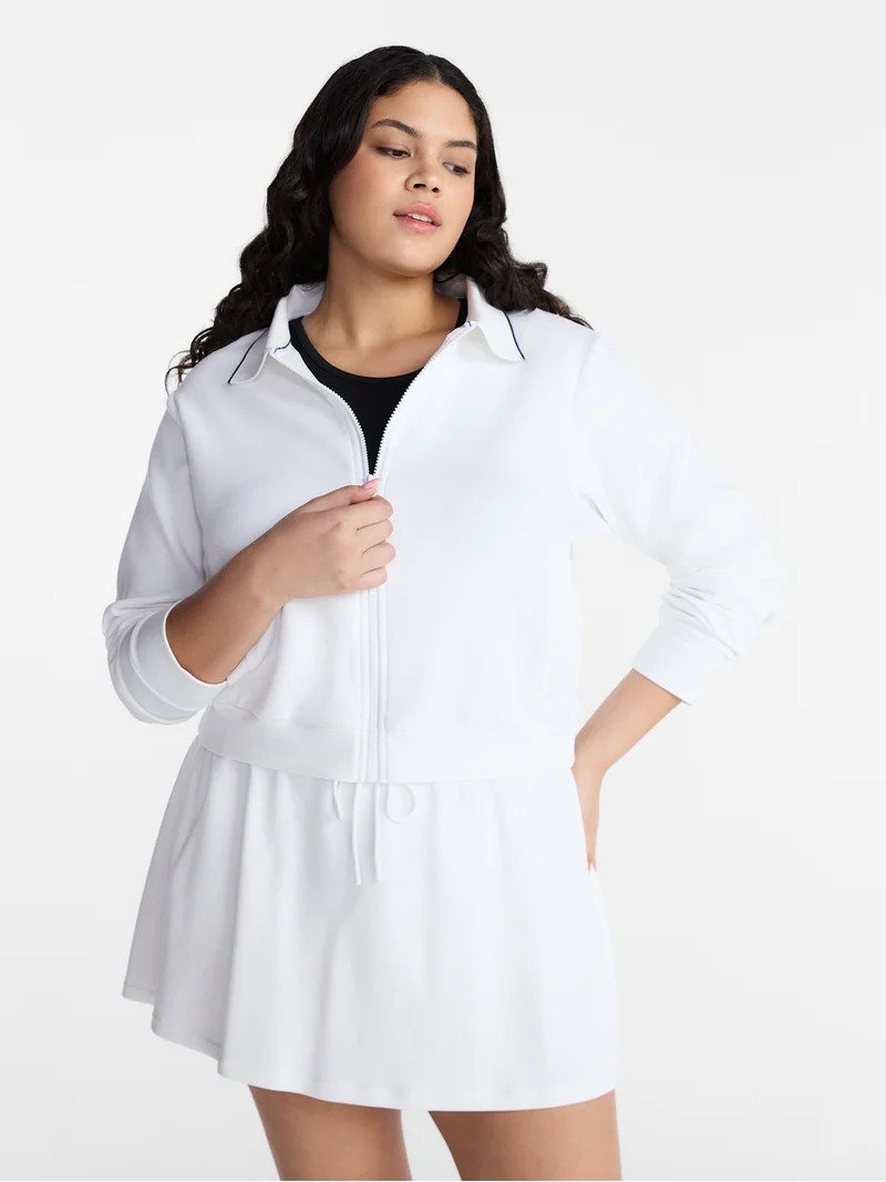 Avia Women's and Women's Plus Zip Front Pique Knit Jacket, Sizes XS-4X | Walmart (US)