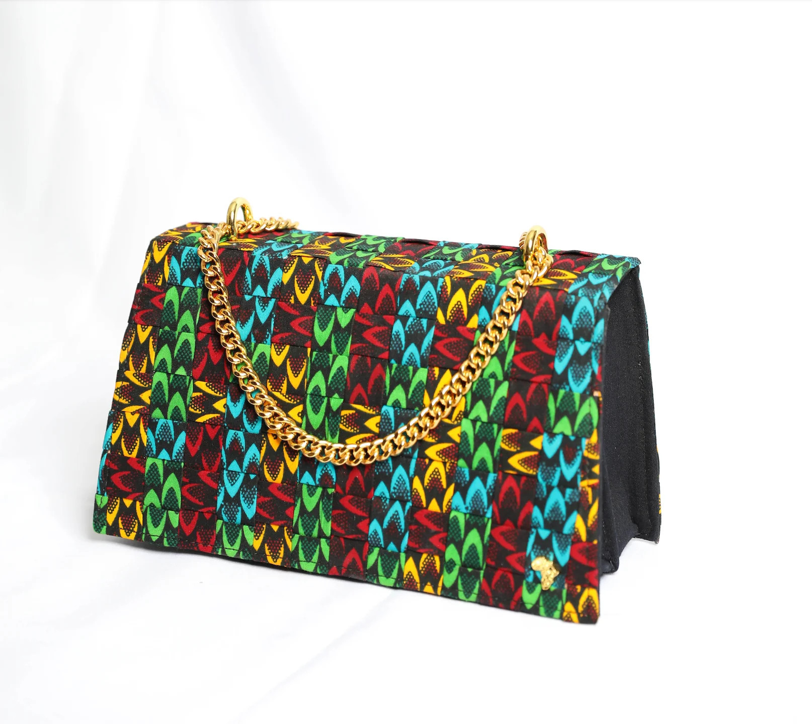 Obie 27 | Mixed Fishscale | Small Woven Ankara Maximalist Bag | Maryland Adure