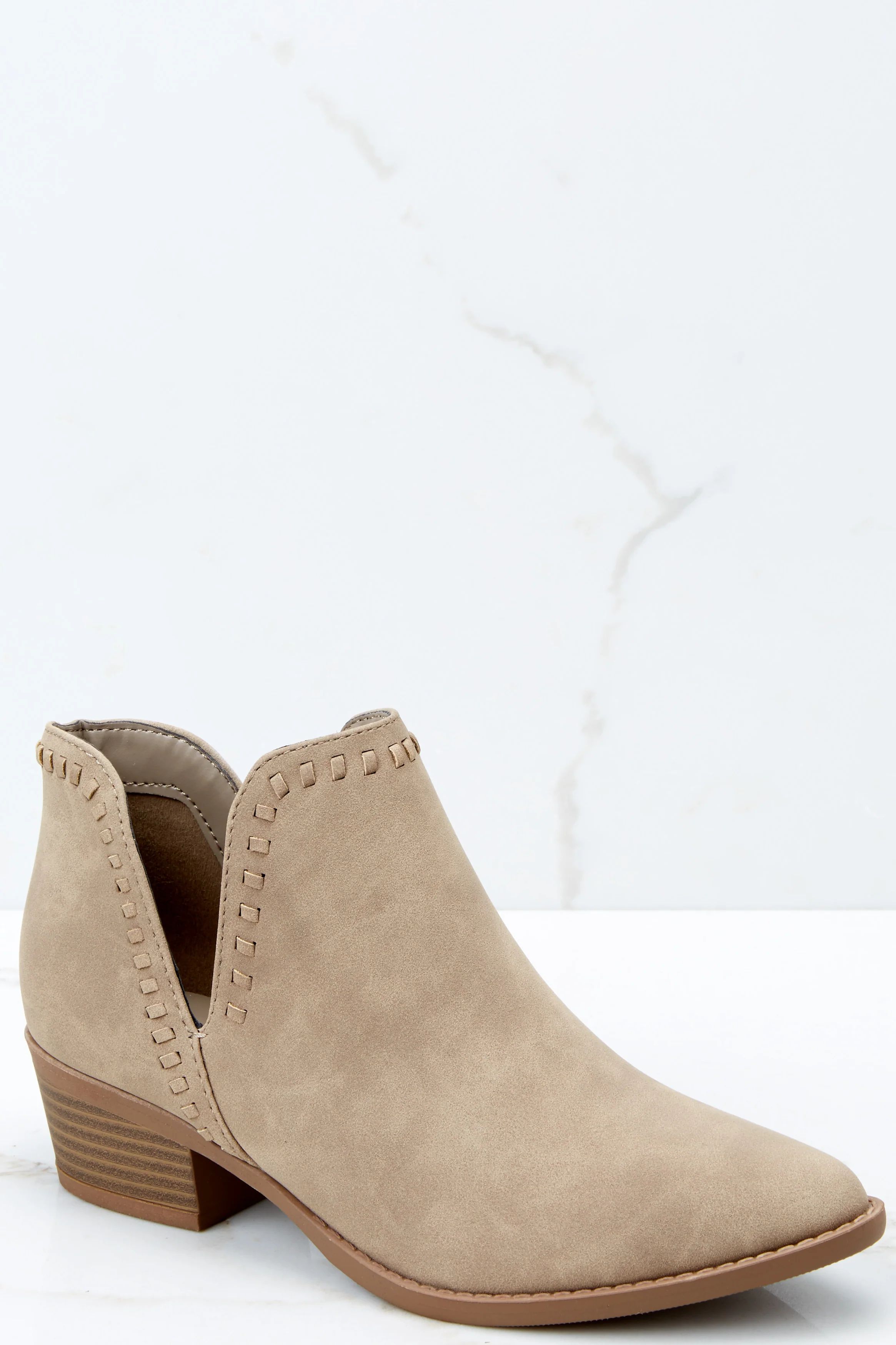Too Quick Taupe Ankle Booties | Red Dress 
