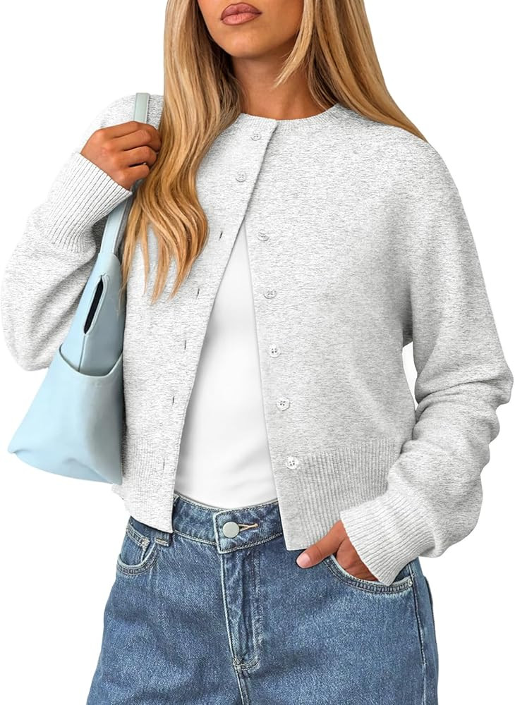 LILLUSORY Womens Cropped Cardigan Sweaters Lightweight Fall Crop Cotton Knit Y2k Outfits Fashion ... | Amazon (US)