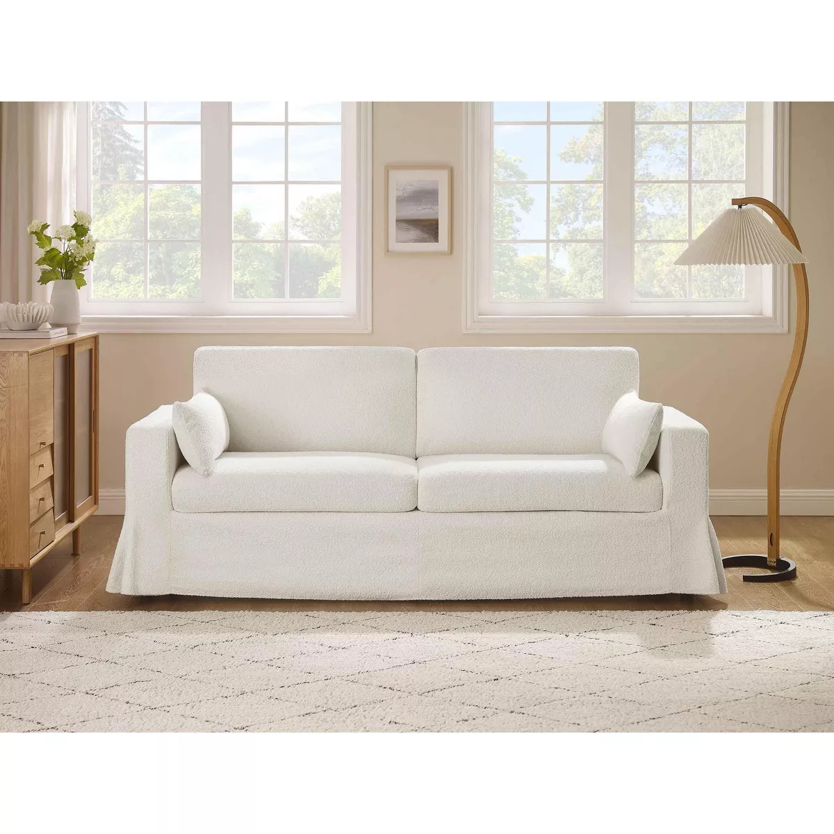 MINIMORE Modern Style 83.9"W Brenda 3Seater Sofa With Slipcover Cream White | Target