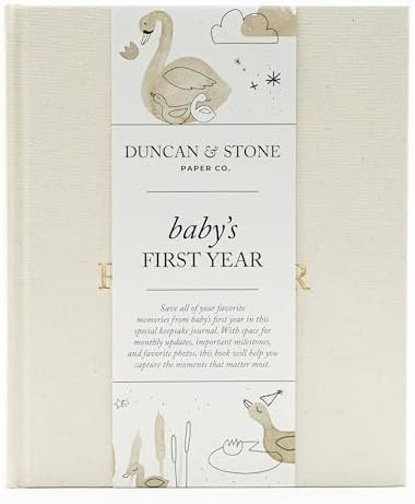 Duncan & Stone Baby Book First Year Memory Keepsake, Linen, Cream | Amazon (US)