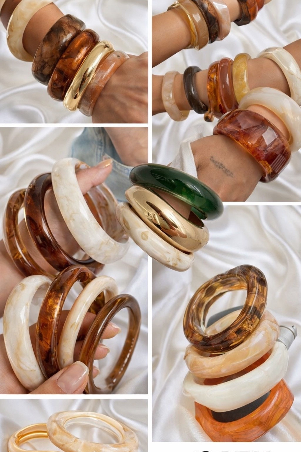 “Stacked in style ✨ Resin dreams in amber, ivory, and gold — the perfect blend of vintage charm and modern glow. #LTKJewelry #ArmCandyGoals #ResinBangles”