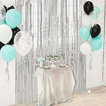 Crosize 5 Pack 3.3 x 9.9 ft Silver Foil Fringe Curtains Party Decorations,Silver Tinsel Curtain B... | Amazon (US)