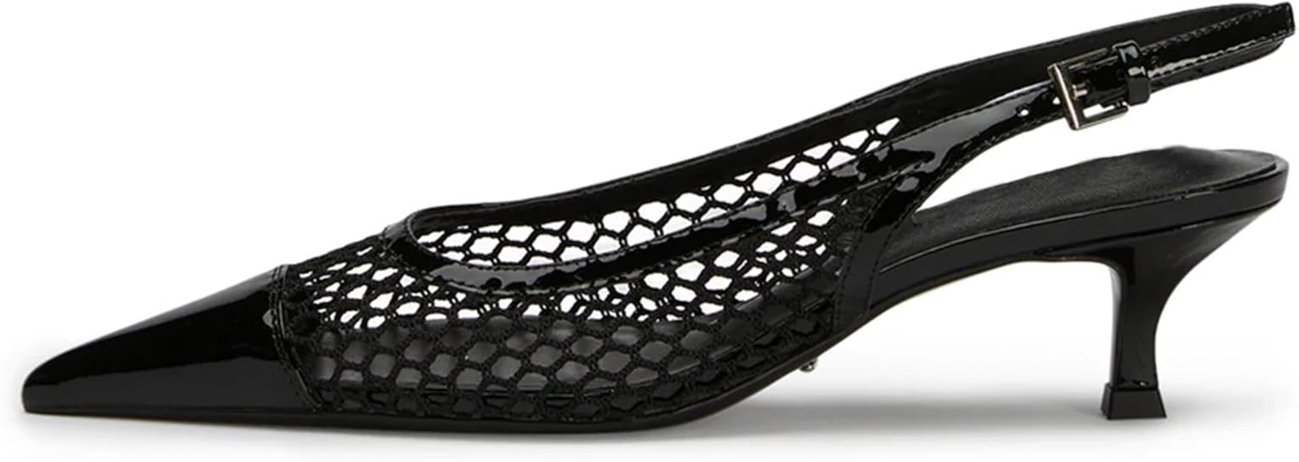 Mesh Slingback Pumps for Women,Kitten Heels with Pointed Toe Low Heel Sandals Ankle Strap Heels S... | Amazon (US)