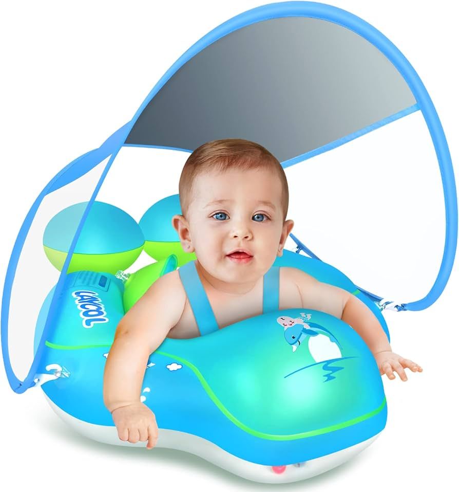 LAYCOL Baby Pool Float with UPF50+ Sun Protection Canopy,Add Tail Never Flip Over Inflatable Baby... | Amazon (US)