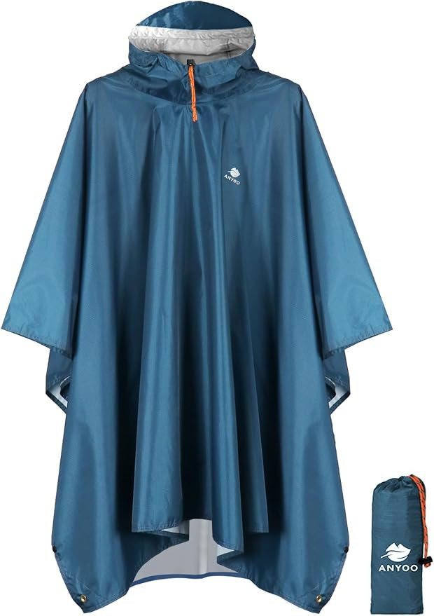 ANYOO Hooded Rain Poncho for Adults Waterproof Lightweight Rain Coat for Men Women Reusable Rain ... | Amazon (US)
