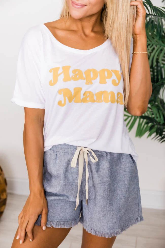 Happy Mama White Slouchy Graphic Tee | Pink Lily