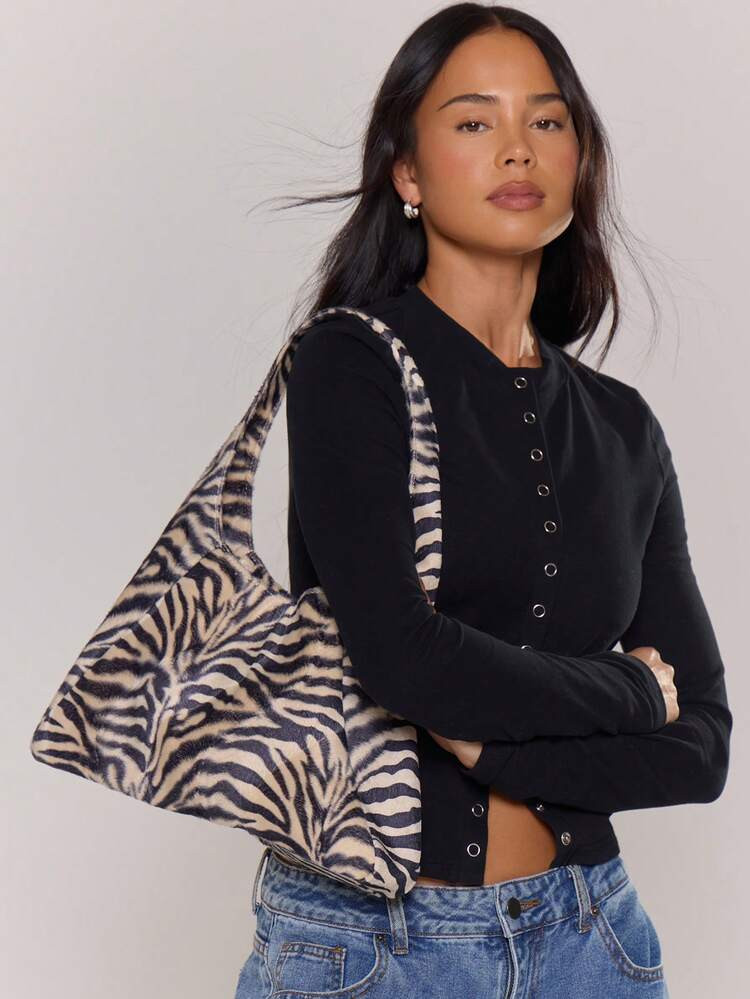 MUSERA Ladies, Women Shoulder Bag,Hobo Bag, Zebra Print,Animal Print,Fashionable, Elegant , Simpl... | SHEIN
