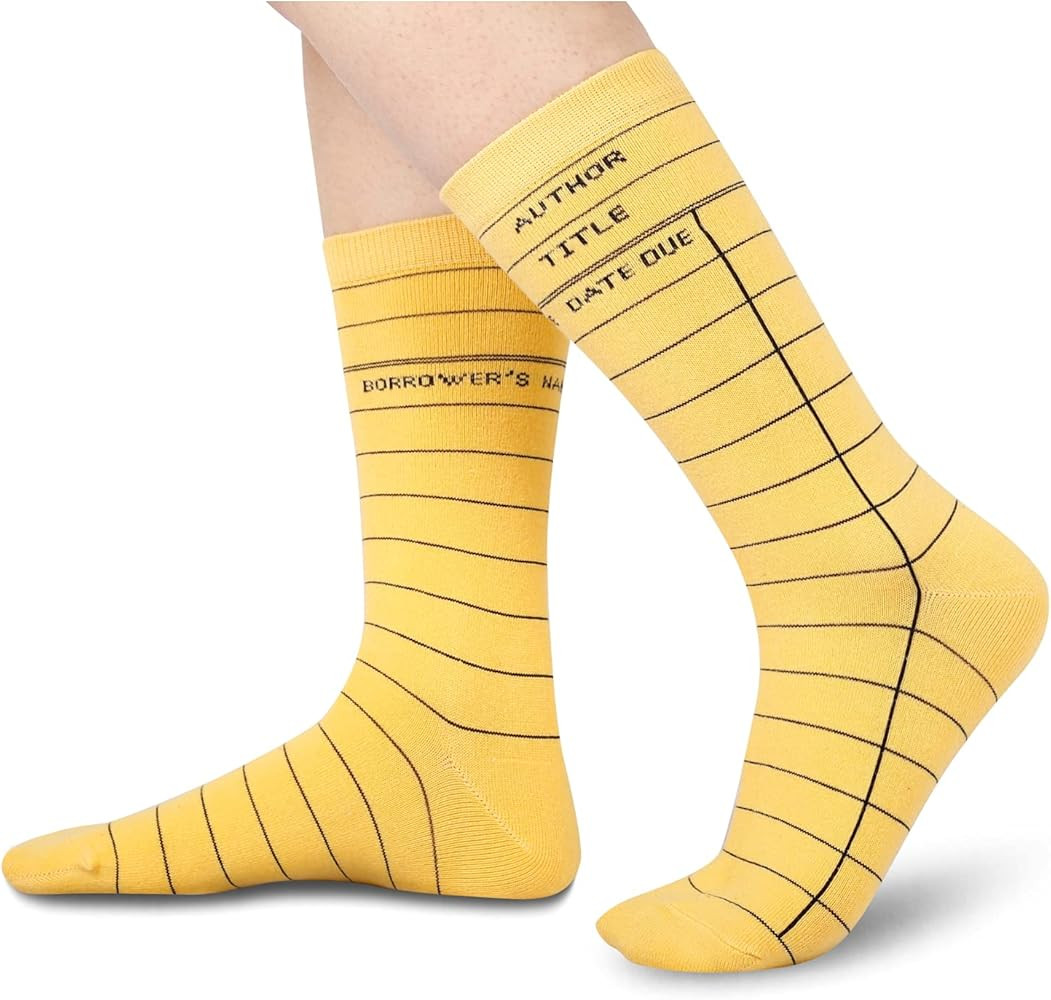 HAPPYPOP Funny Reading Book Pencil Socks for Women, Teacher Nerd Librarian Book Lover Bookworm Gift | Amazon (US)