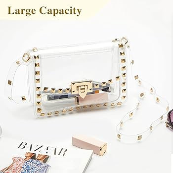 COROMAY Clear Purse for Women, Clear Crossbody Bag Stadium Approved, Fashion Rivet Decor Clear Pu... | Amazon (US)