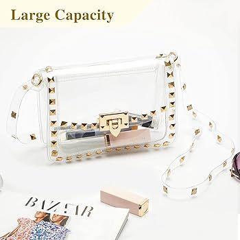 COROMAY Clear Purse for Women, Clear Crossbody Bag Stadium Approved, Fashion Rivet Decor Clear Pu... | Amazon (US)