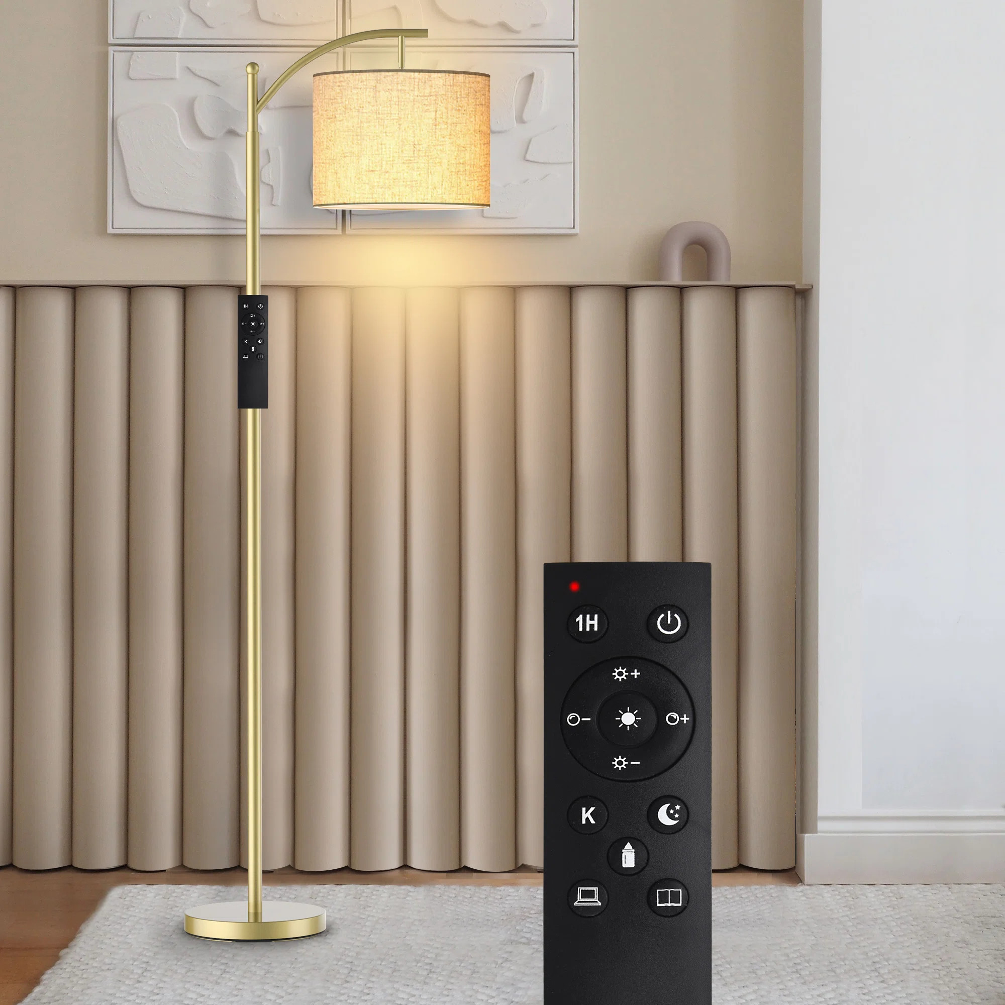 62" Arched Floor Lamp with Remote Control and Bulb Included | Wayfair North America