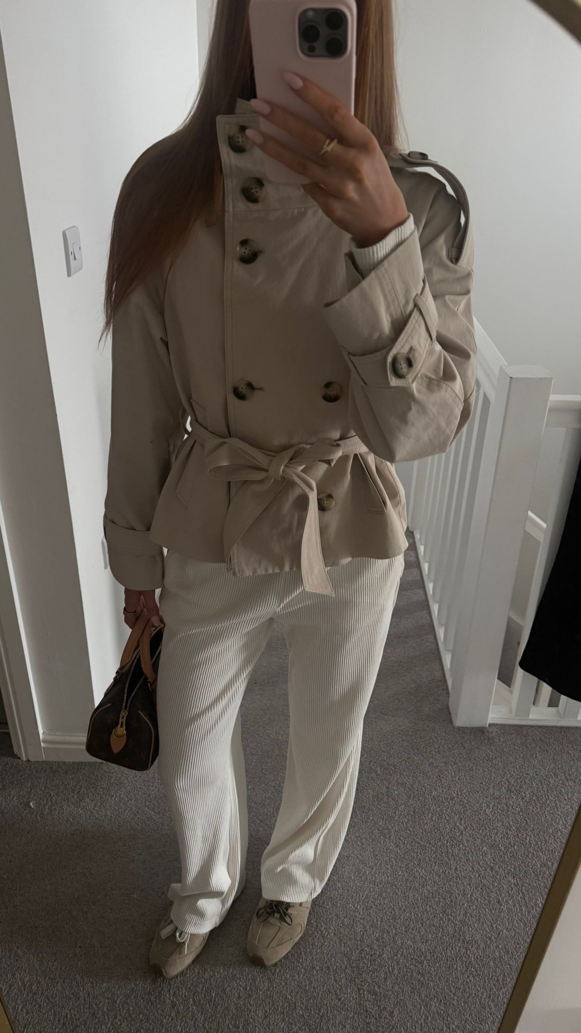 Similar jacket linked as mine is low stock 🤎

High neck jacket, funnel neck, cropped trench, trench coat, spring jacket, lounge wear, coord, spring outfit, suede trainers 

 #LTKuk #LTKspring #LTKstyletip