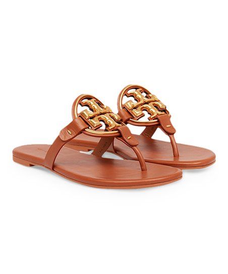Tory Burch Brown Medallion-Accent Miller Leather Sandal - Women | Zulily