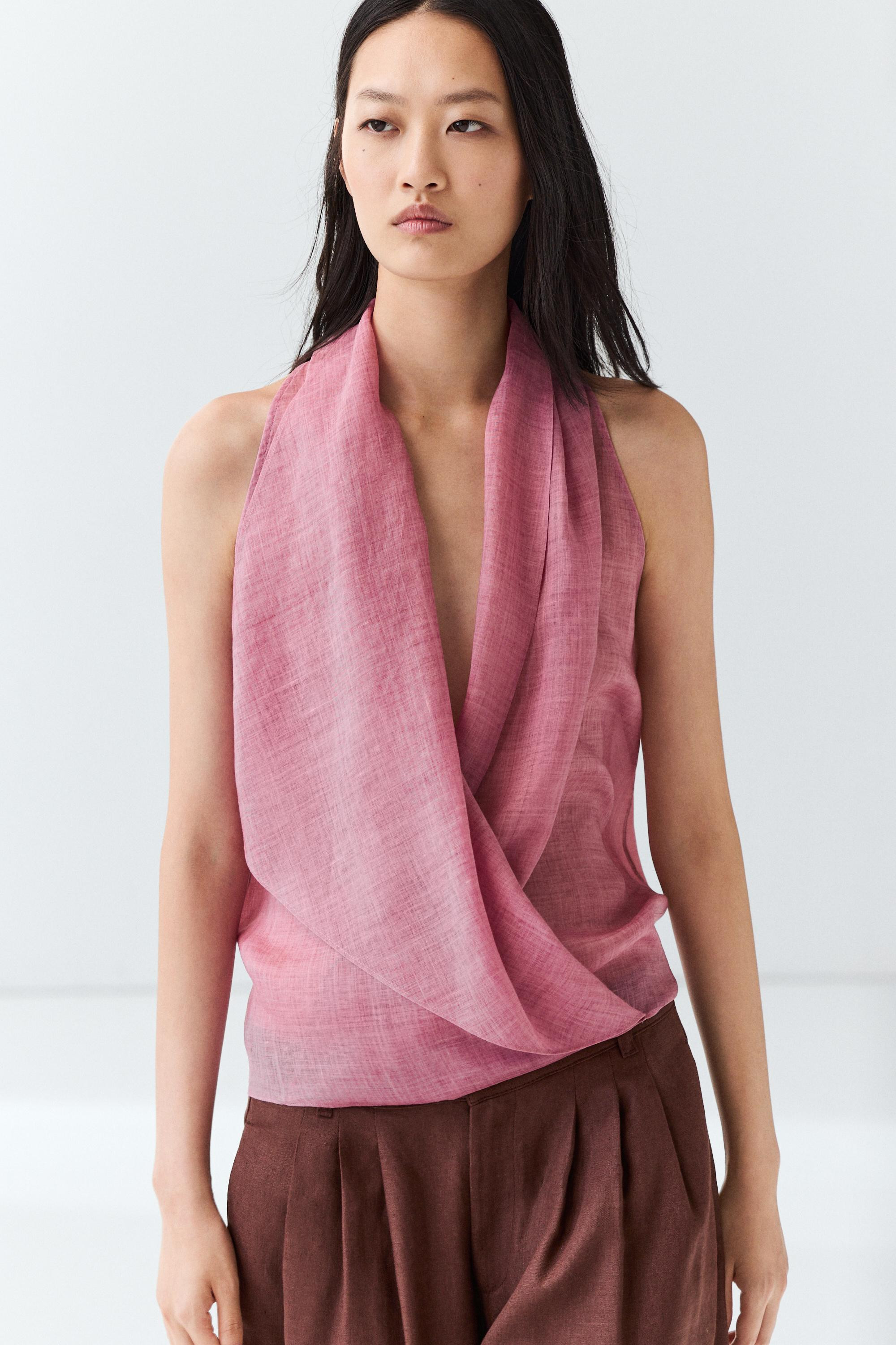 Draped crossover top | Massimo Dutti US