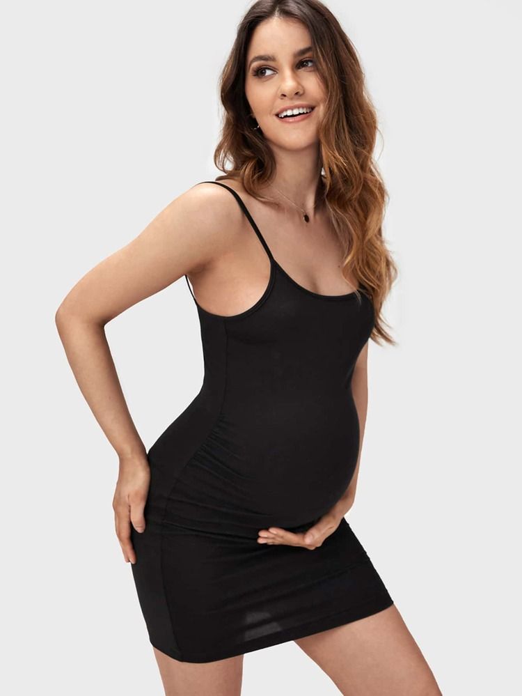 SHEIN BASICS Maternity Solid Cami Dress | SHEIN