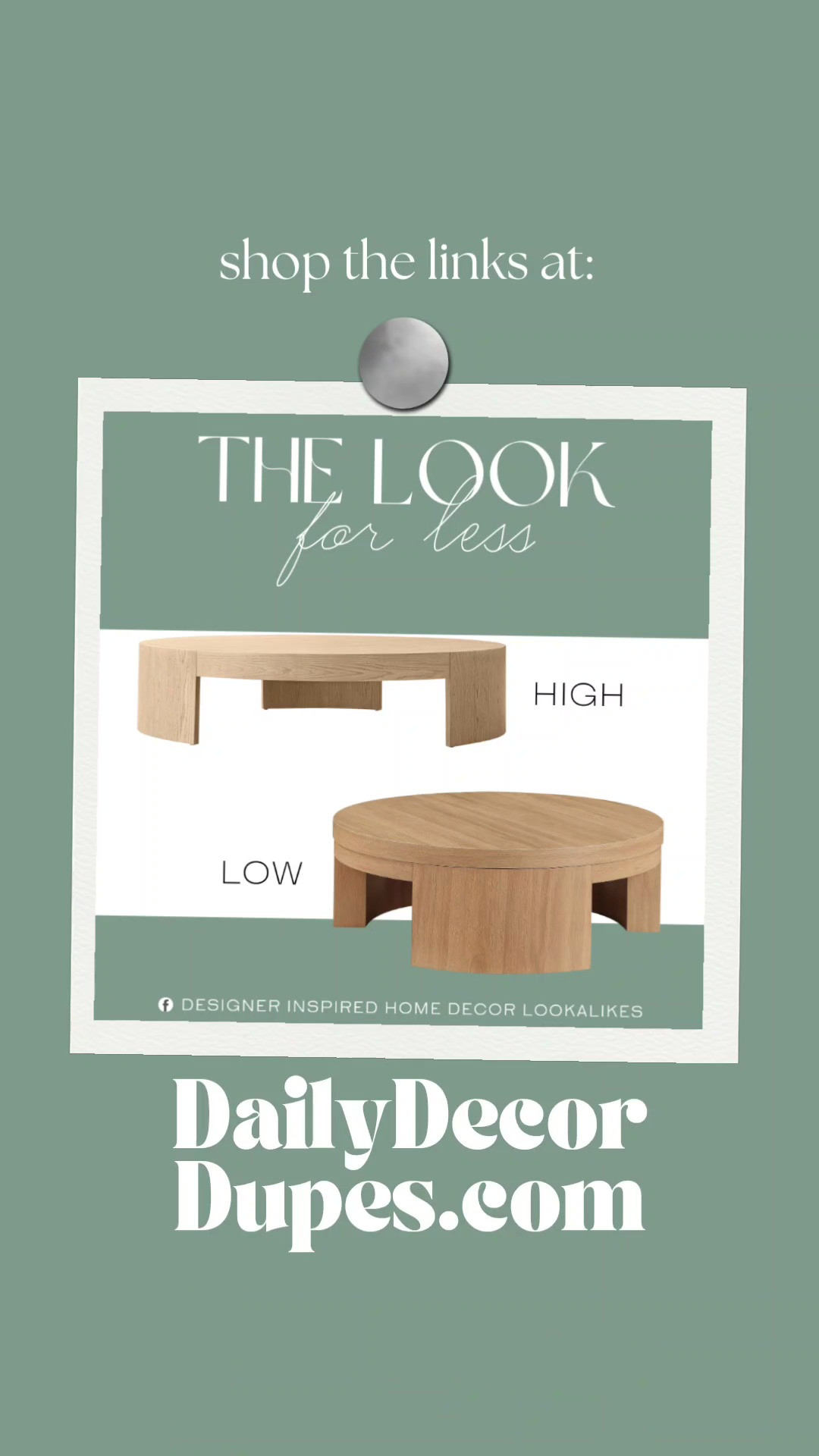 Inspired by Restoration Hardware Teen Coffee Table. Contemporary Living Room Table. Modern Center Table. Wooden Coffee Table. Minimalist Round Table. Chic Wood Coffee Table. Stylish Coffee Table for Living Room. 

Home more affordable option find copy cat similar look for less budget friendly affordable cheap cheaper beautiful pretty. Clearance sale coupon code discount code promo code luxury lookalike look a like Inspo inspiration inspired by idea ideas Love like these? I share multiple every day in my FB group. 

 #LTKWatchNow #LTKHome #LTKSaleAlert