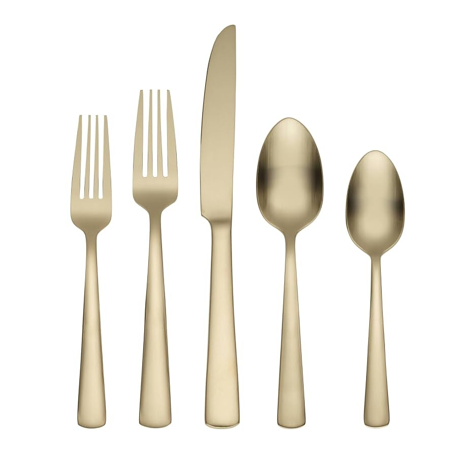 Oneida B1025020AL21 Aptitude Champagne Satin 20 Piece Flatware Set | Amazon (US)