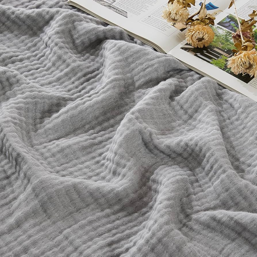 EMME Cotton Muslin Large Throw Blanket Couch Breathable Gauze Soft Lightweight Bed Blankets Adult... | Amazon (US)