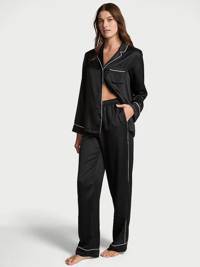 Buy Satin Long Pajama Set, Black - Order Pajamas Sets online - Victoria's Secret US | Victoria's Secret (US / CA )