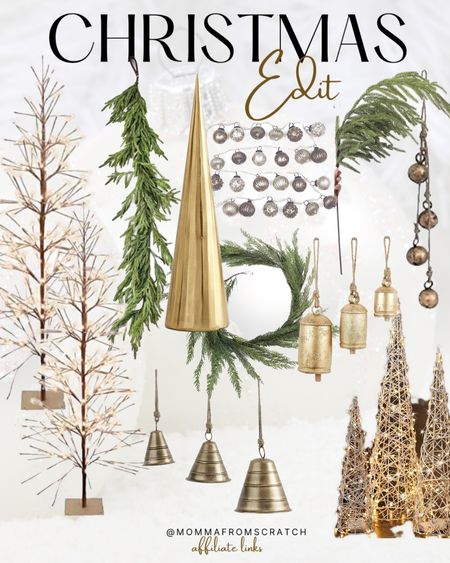 The Christmas edit, Christmas decor that is timeless and beautiful for every holiday! Lit trees, gold bells, Christmas bells, Christmas garland, cedar garland, ornaments 

#LTKHoliday #LTKhome #LTKSeasonal