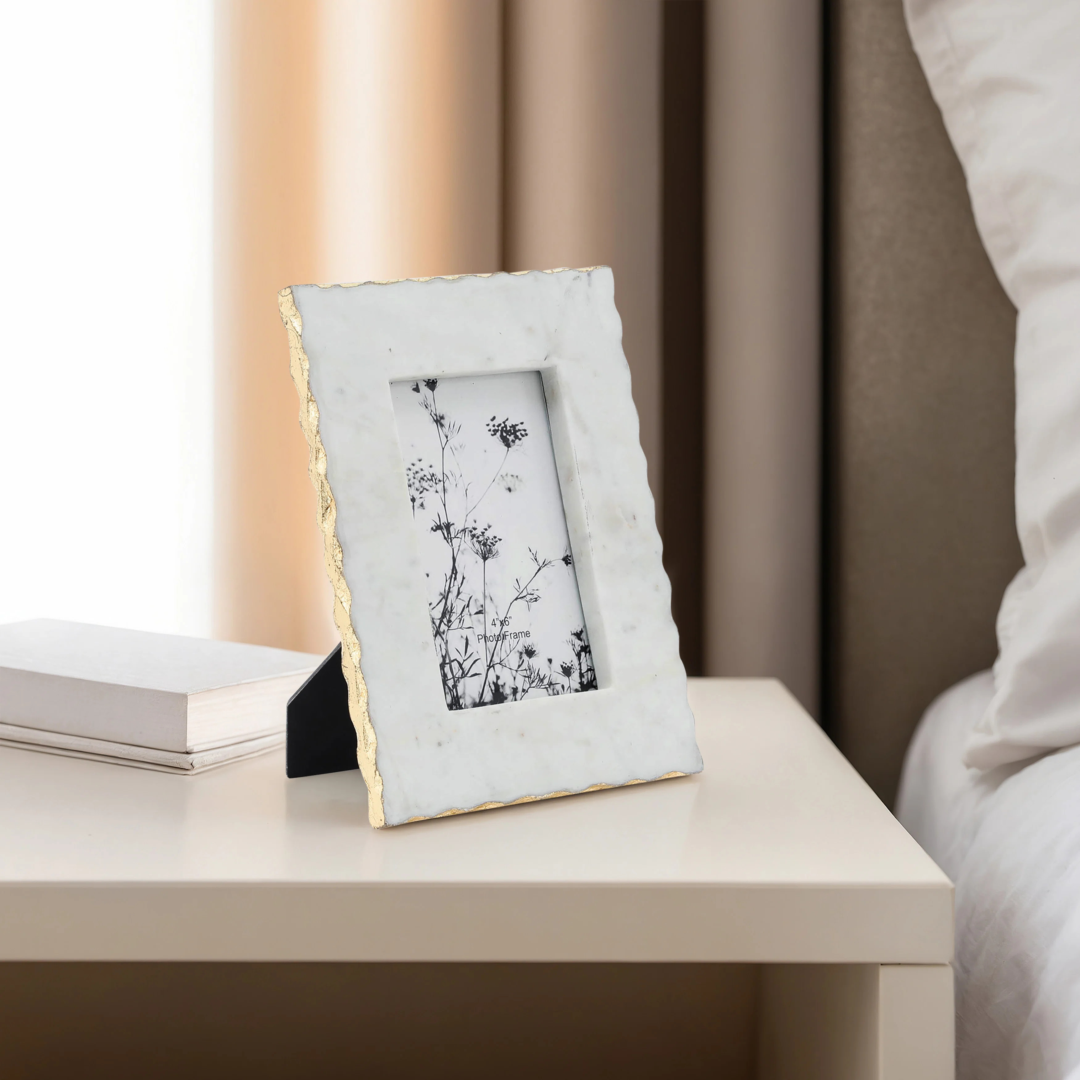 Willa Arlo™ Interiors White Marble Jagged Edges Photo Frame Contemporary Elegant Picture Frame ... | Wayfair North America