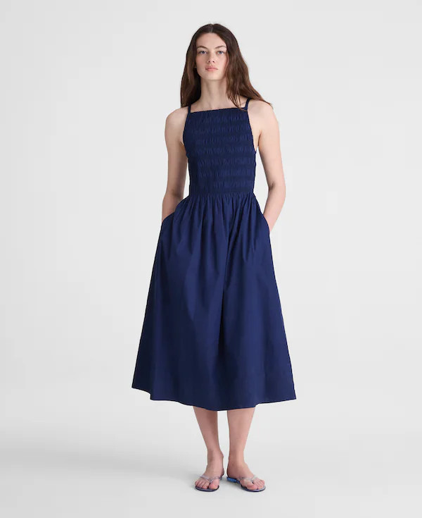 Smocked High-Neck Midi Dress | Madewell
