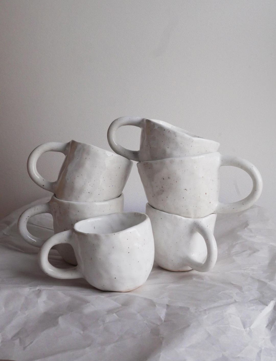 Handmade Coffee Cup, Handbuilt Ceramic Mug, White Speckled Mug - Etsy Canada | Etsy (US)