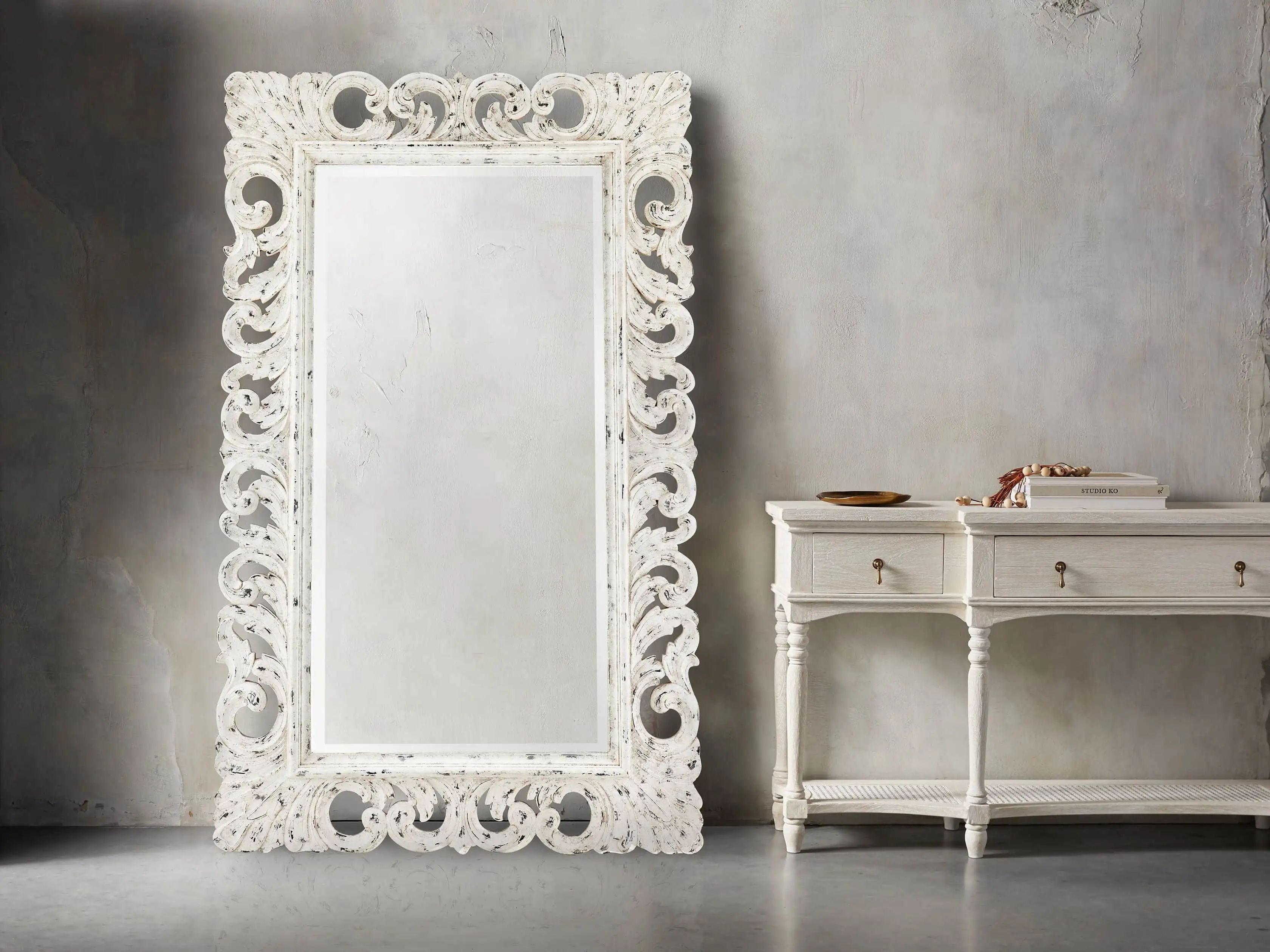 Porter Floor Mirror in White | Arhaus