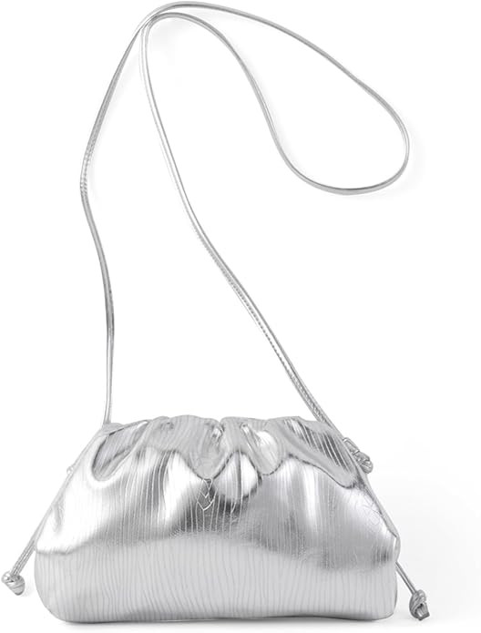 Women Dumpling Crossbody Bag Cloud Evening Bag Sparkly Clutch Purses Drawstring Strap Ruched Shou... | Amazon (US)