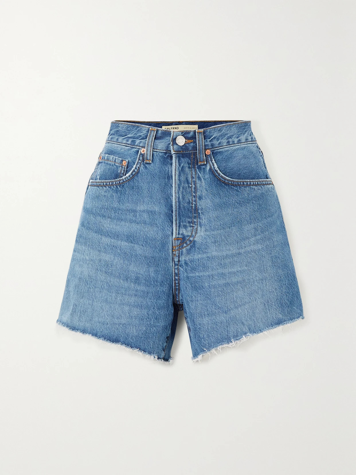 GRLFRND - Celina Frayed Denim Shorts - Blue | NET-A-PORTER (US)