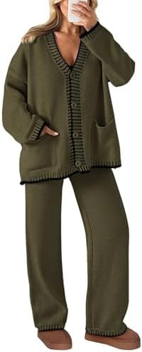 PRETTYGARDEN Lounge Sets for Women Fall 2026 Loungewear 2 Piece Outfits Cardigan Sweaters Track S... | Amazon (US)