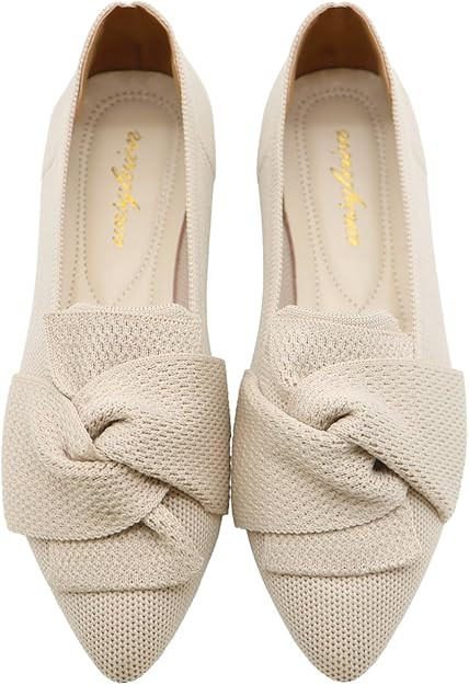 Flats for Women Featuring Pointed Toe, Elegant Bow, and Comfortable Knit, Softable Classical Shoe... | Amazon (US)