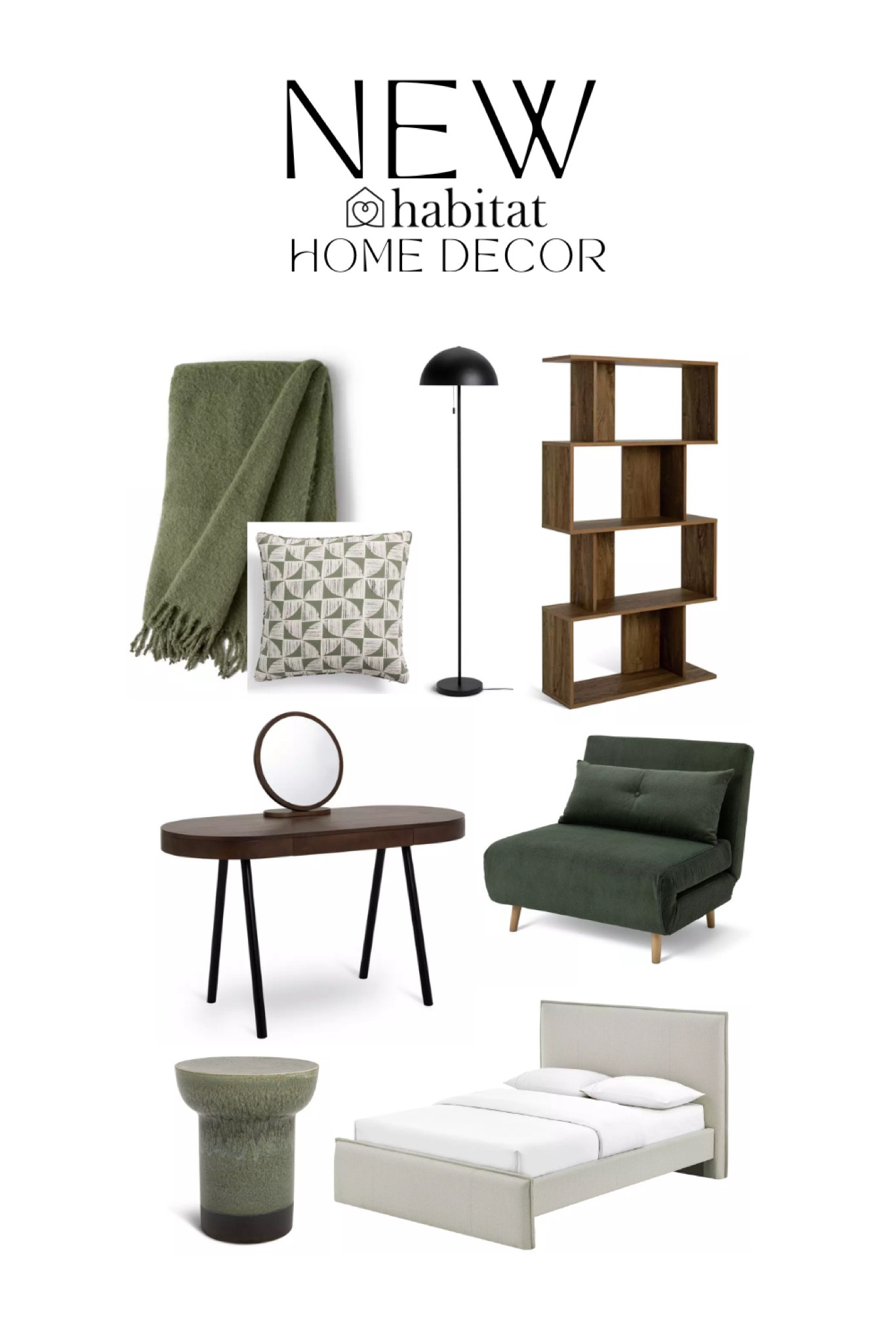 Shop new arrivals from habitat to create Your perfect bedroom aesthetic featuring green and textures of oak and walnut 

#LTKSeasonal #LTKhome #LTKFind