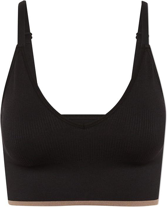 Lounge Rib Triangle Bralette - Ultra-Soft & Lightweight Deep V Ribbed Bralette | Amazon (US)