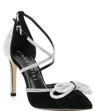 Ezlynn Rhinestone Embellished Bow Suede Pointed Toe Pumps | Dillard's